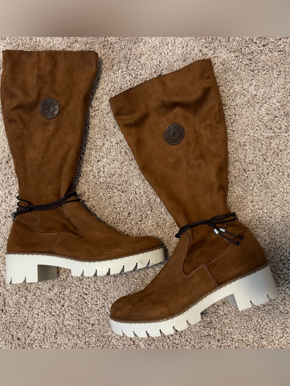 Rieker Women's Brown Suede Lug-Sole Mid-Calf Boots, size 39